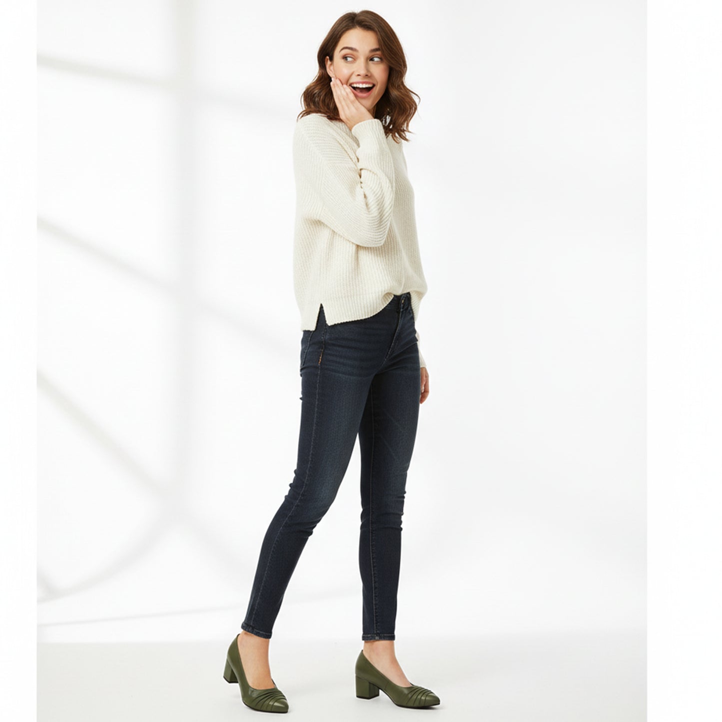 Olive Riva Pleated Heel