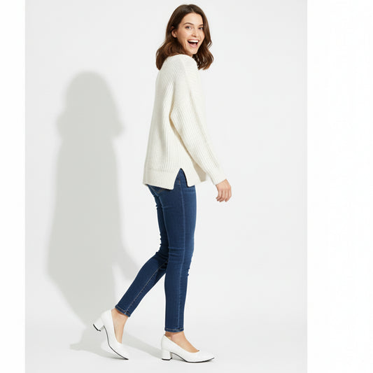 White Riva Pleated Heel