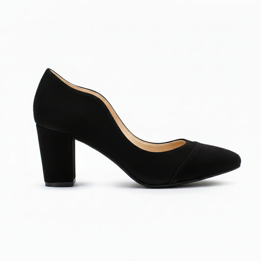 Black Suede Wavy Heel