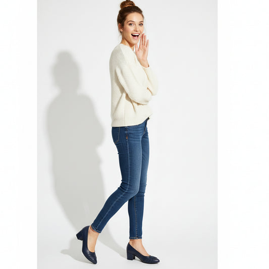 D Blue Riva Pleated Heel