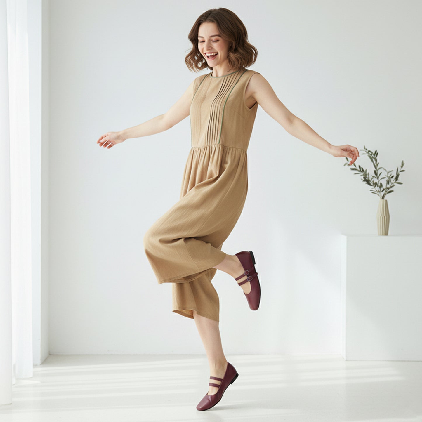 Burgundy Agy Flat Shoes