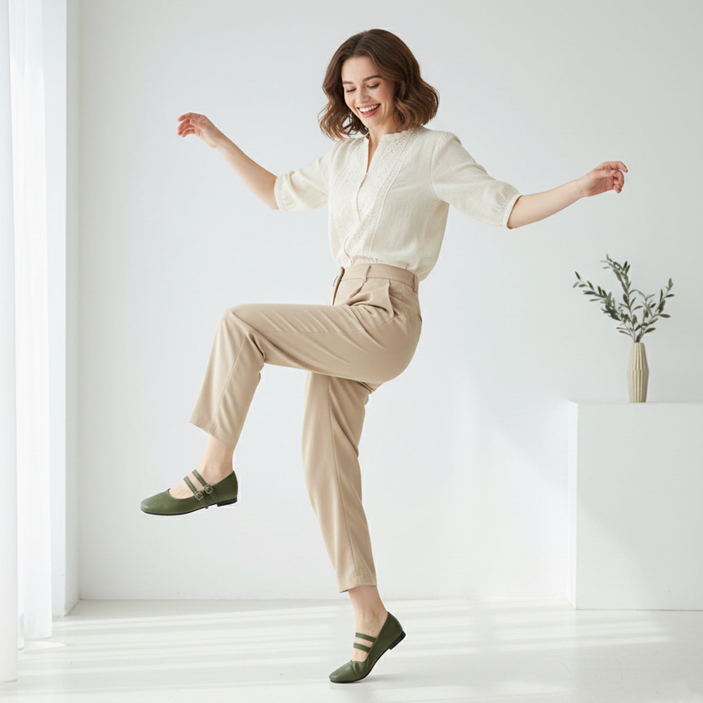 Olive Agy Flat Shoes