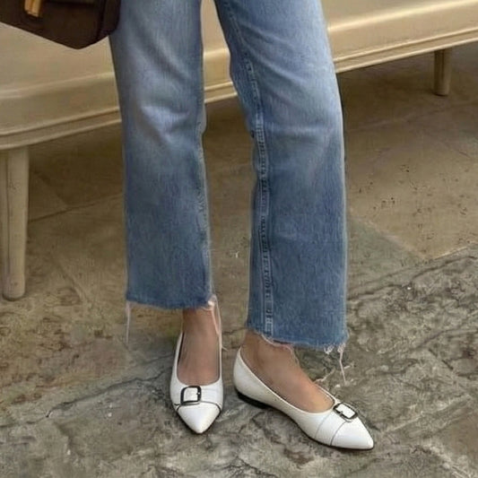 ELLA Buckle Flat Shoes | Scarpella