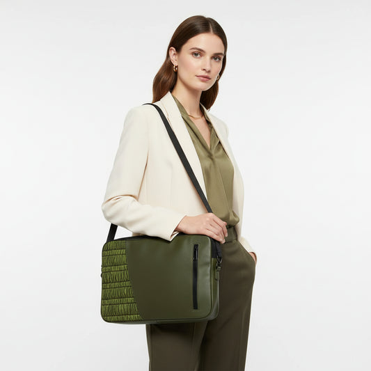 Olive Smocking Edge Laptop Sleeve