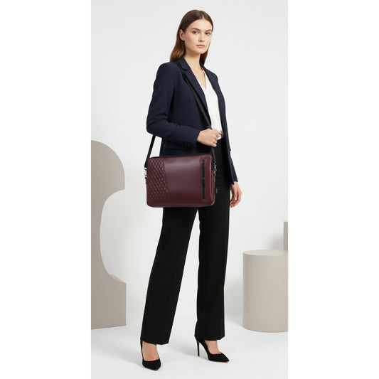Burgundy Edge Capitoné  Laptop Sleeve