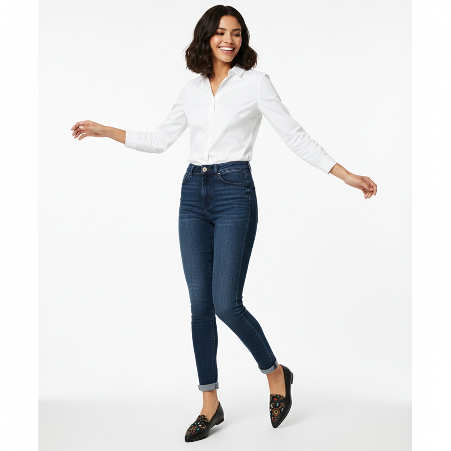 Black Stride Faye Flat Shoes