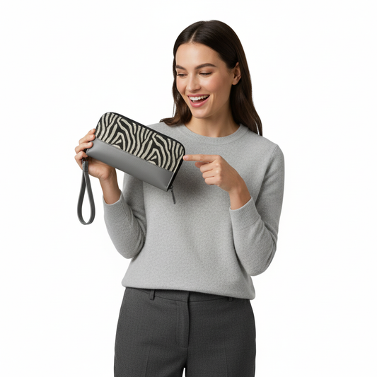 Grey Joyful ZEBRA Wallet
