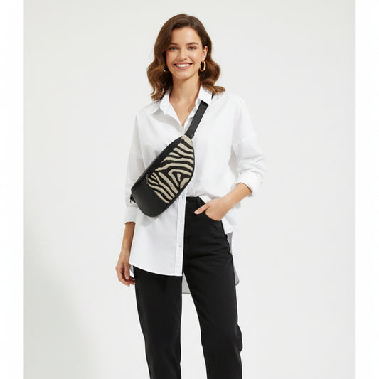 Black ZEBRA Rush Chest Crossbody Bag