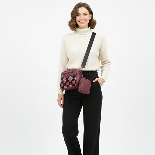 Burgundy Jasmine happytina Cross bag