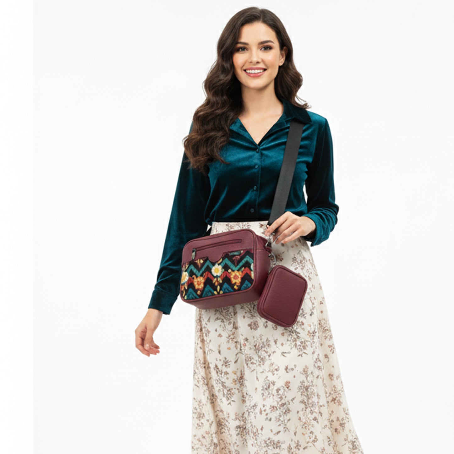 Burgundy Jasmine sima Cross bag