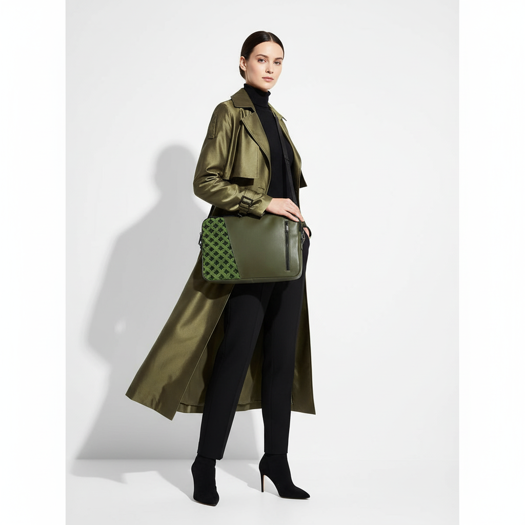 Olive green leafy Edge Laptop Sleeve