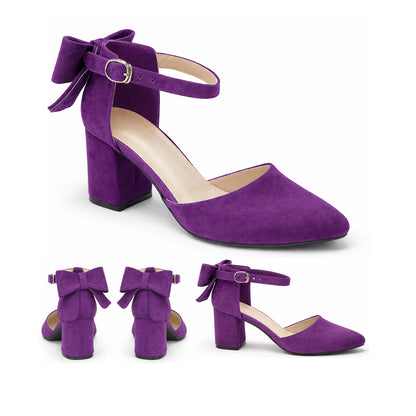Ruby – Suede Bow Mid Heel