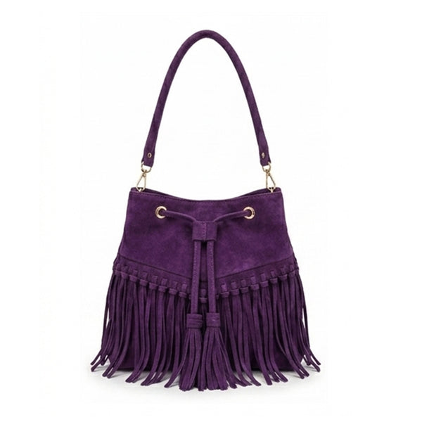 Zorya – Suede Fringe Bucket Bag