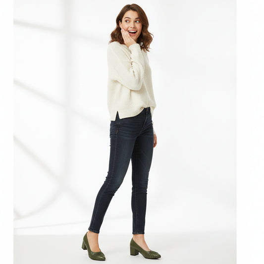 Olive Riva Pleated Heel