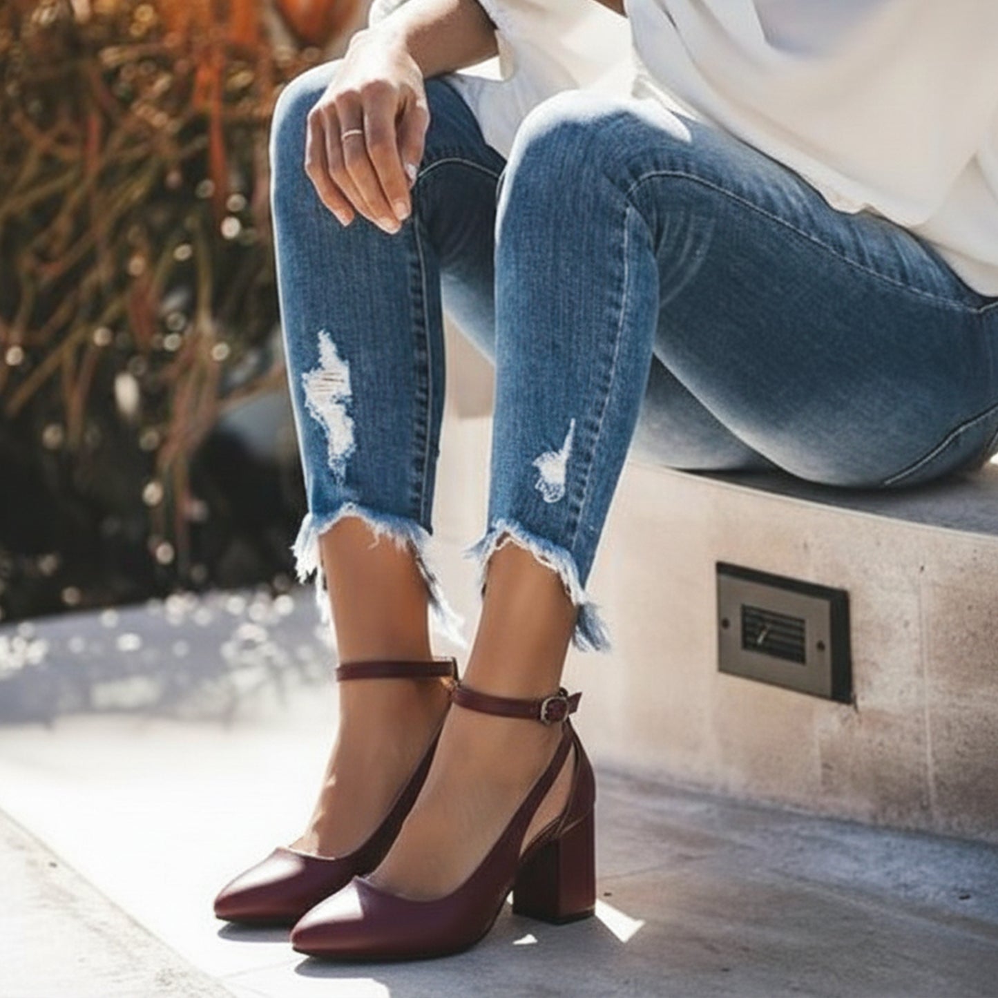 RAYA Block Heel Ankle-Strap Shoes | Scarpella