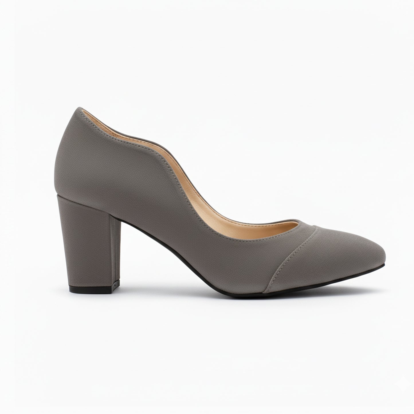 Grey Suede Wavy Heel