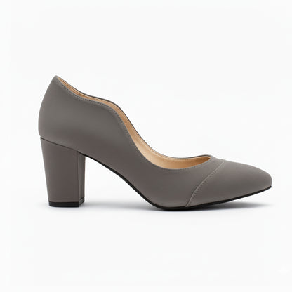 Grey Suede Wavy Heel
