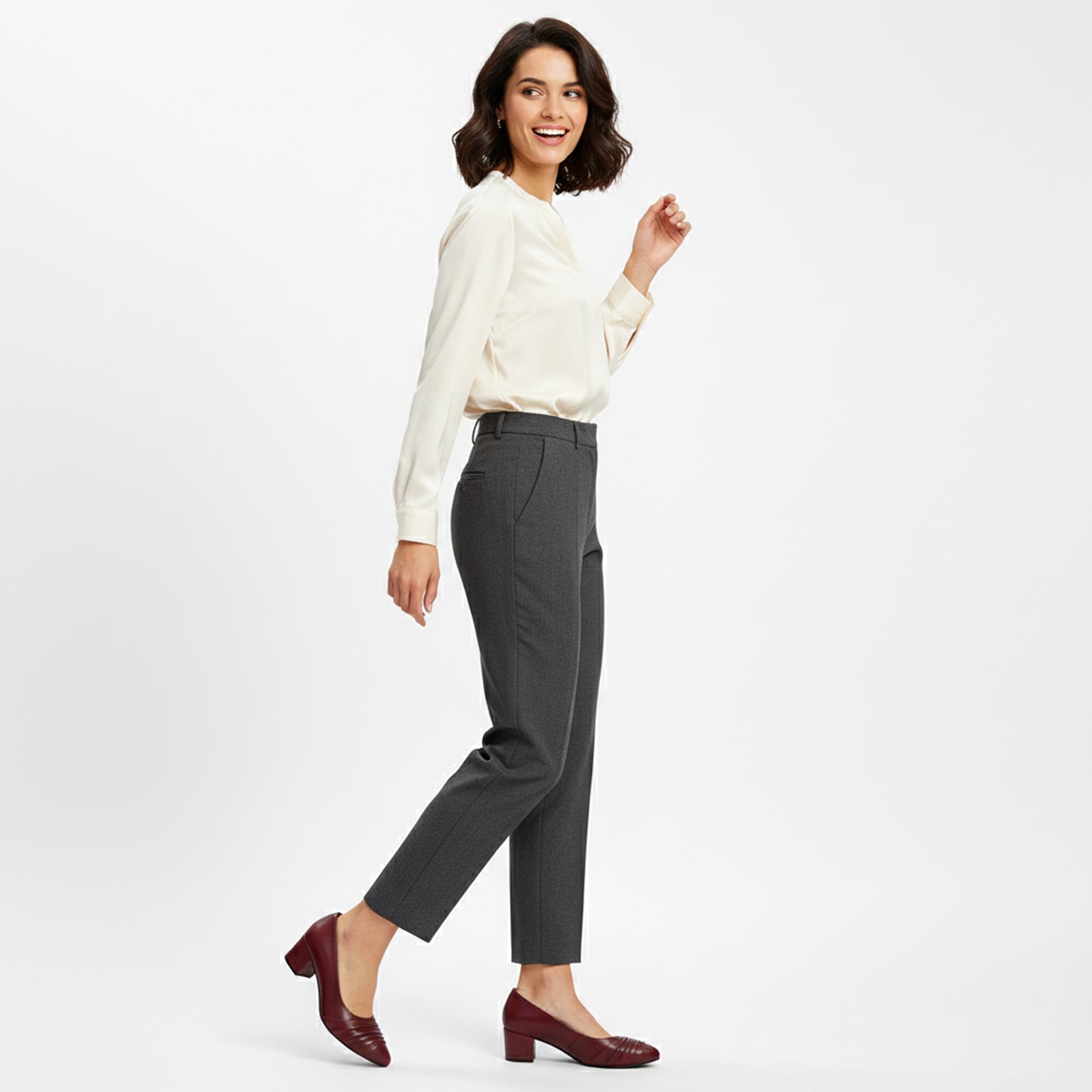 Burgundy Riva Pleated Heel