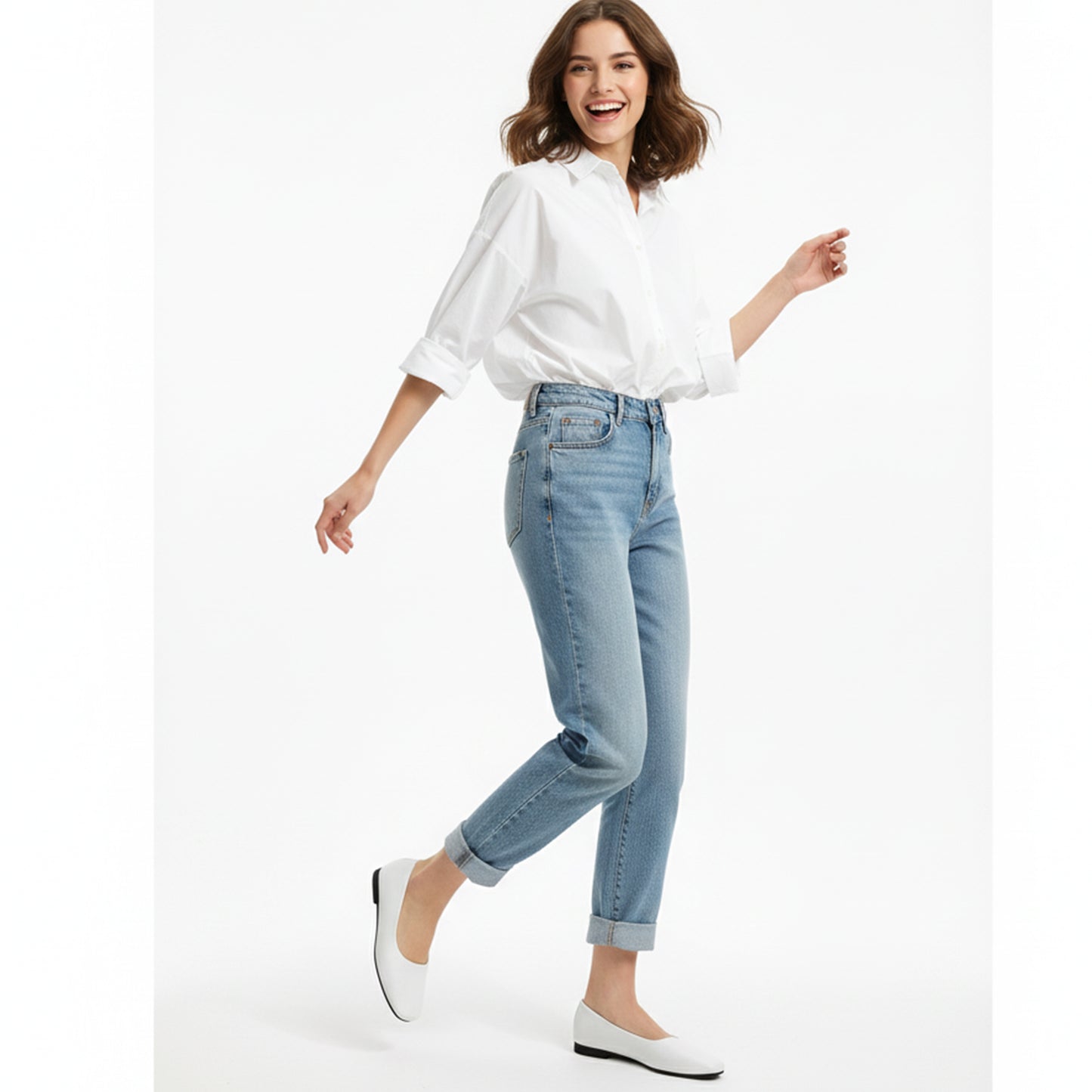 White Lora Flat Shoes