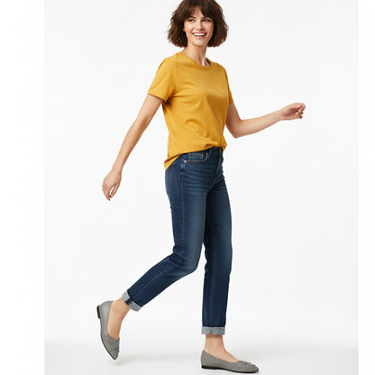 Grey Strips Flat Shoes