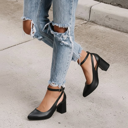 RAYA Block Heel Ankle-Strap Shoes | Scarpella