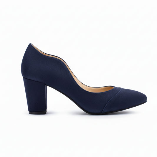 D Blue Suede Wavy Heel