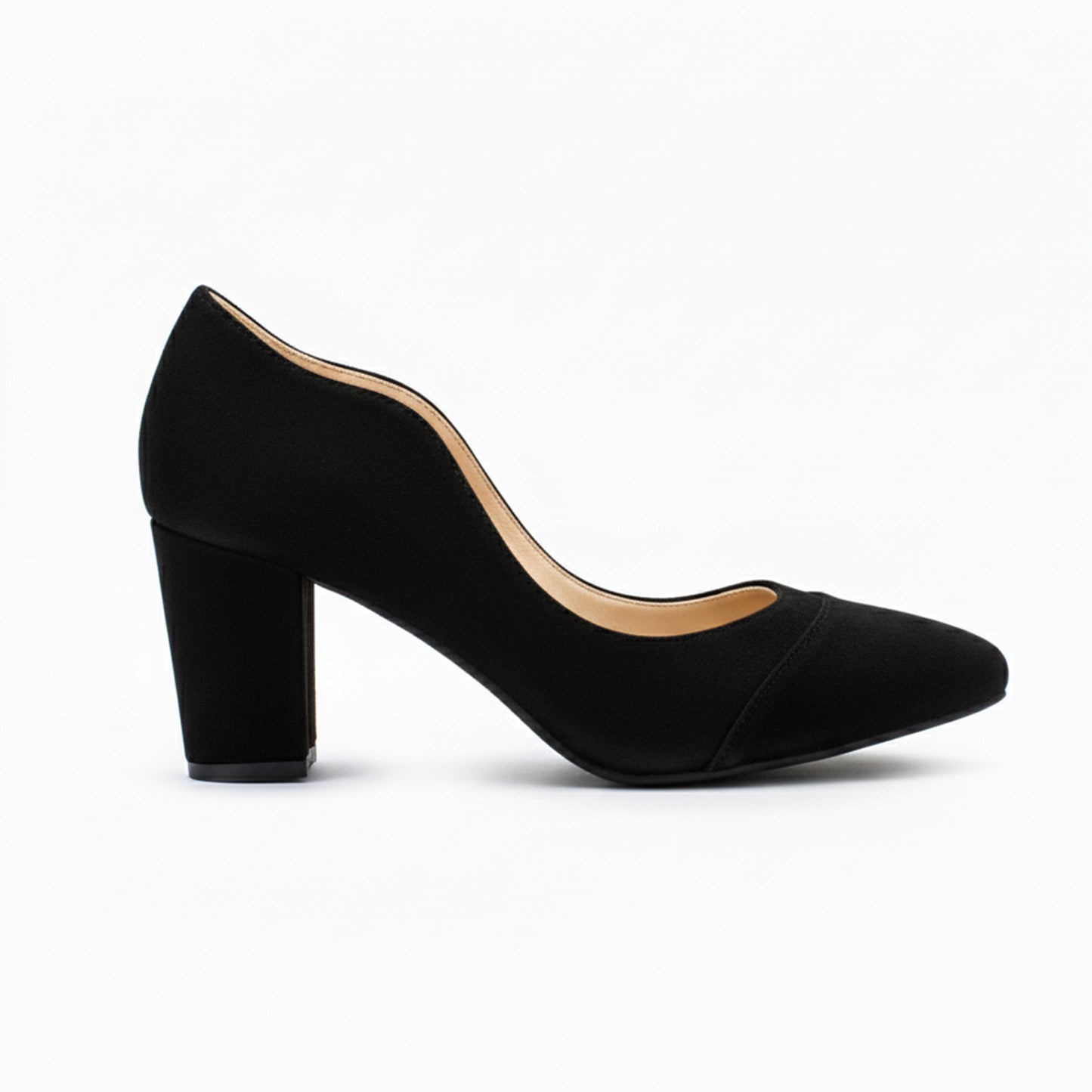 Black Suede Wavy Heel