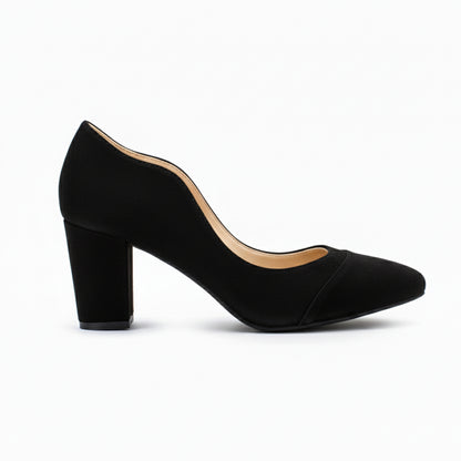 Black Suede Wavy Heel