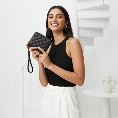 Black Botanica Capitonné Wallet