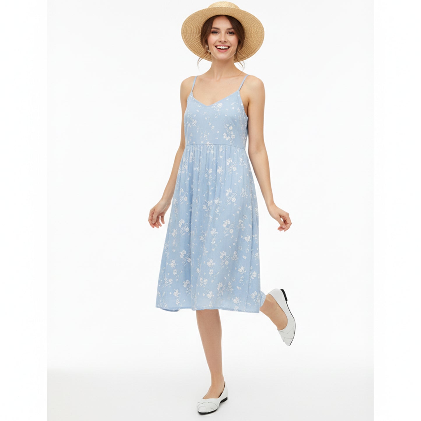 White Strips Flat Shoes