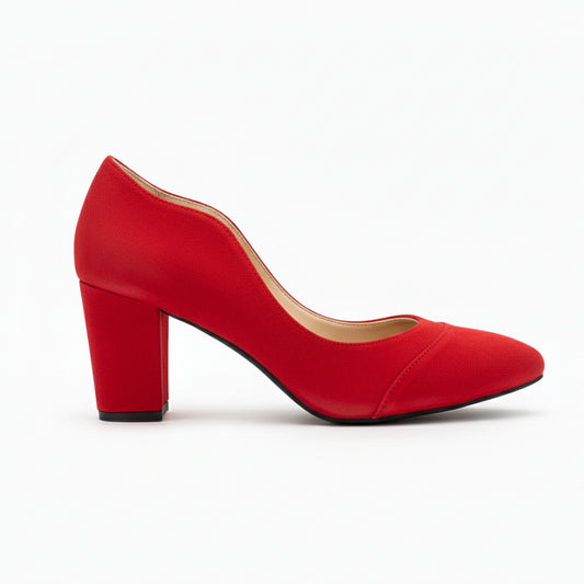 Red Suede Wavy Heel