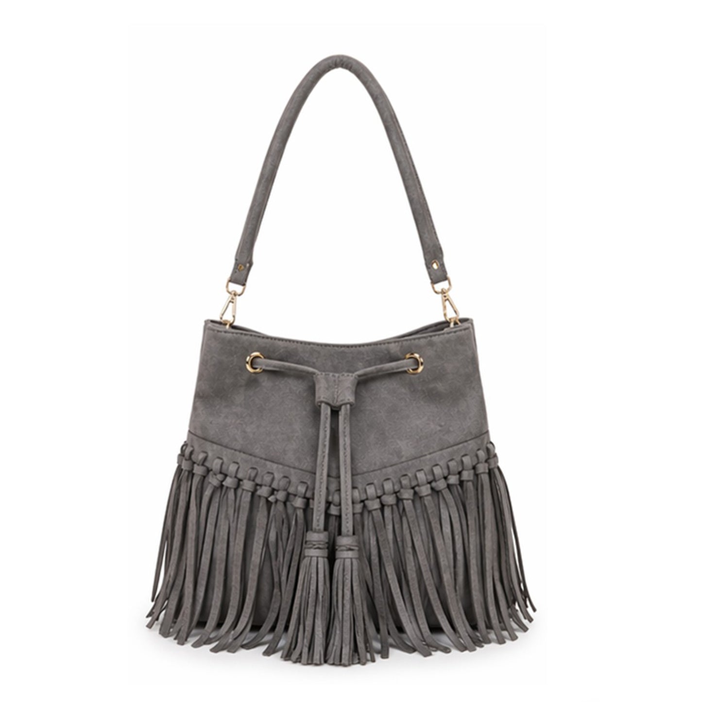 Zorya – Suede Fringe Bucket Bag