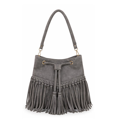 Zorya – Suede Fringe Bucket Bag