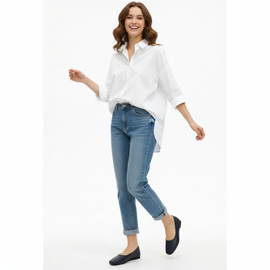 D Blue Lora Flat Shoes