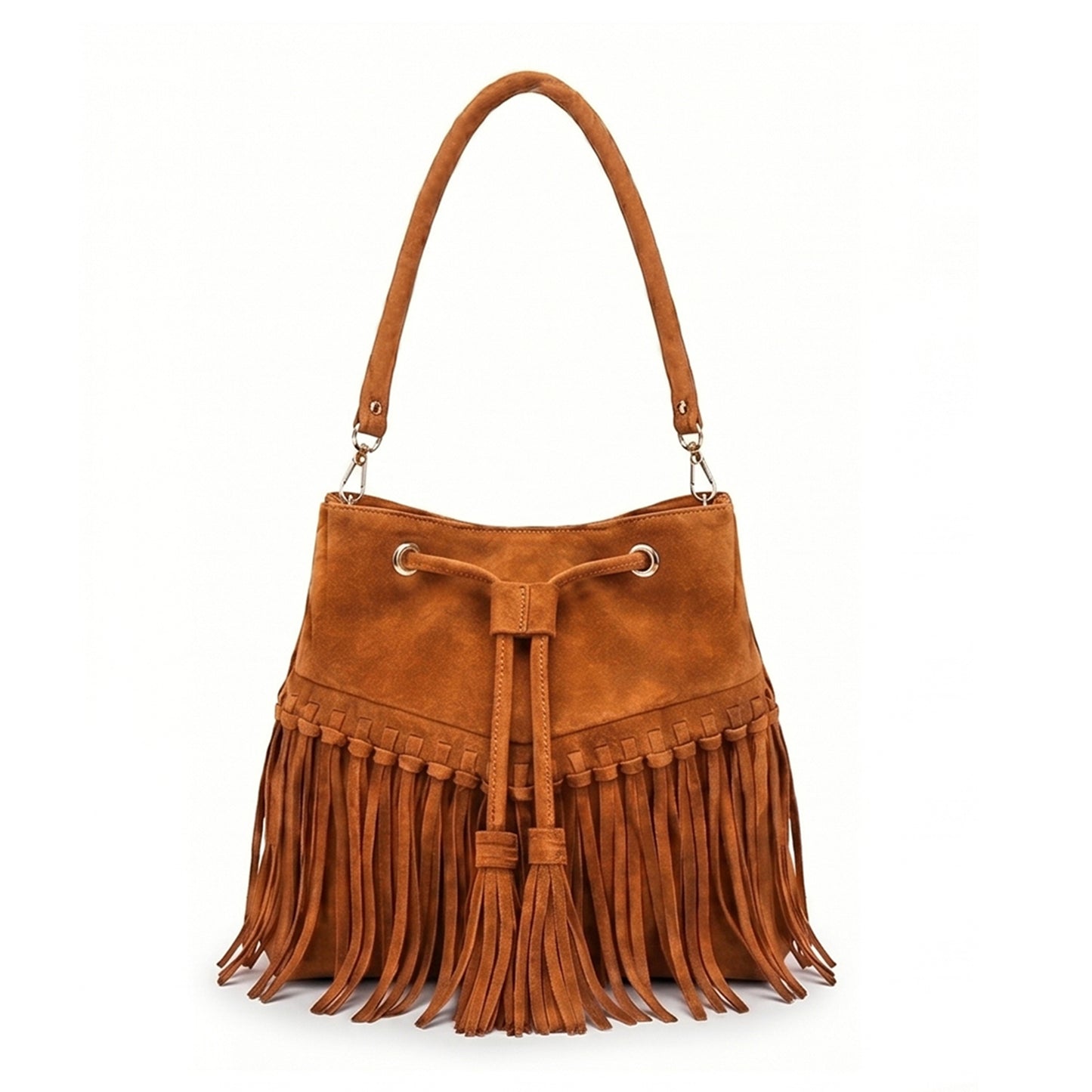 Zorya – Suede Fringe Bucket Bag