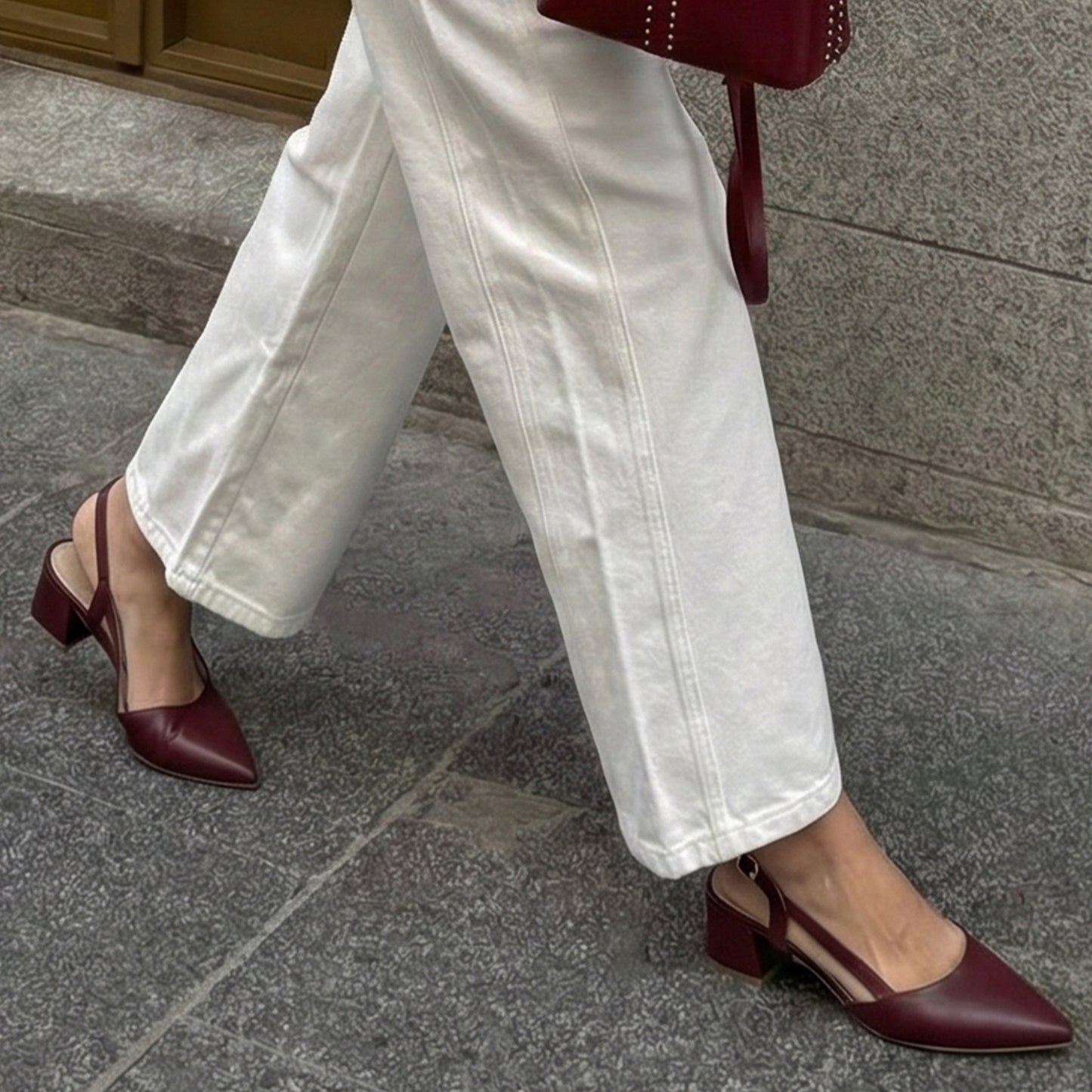 ZOE Slingback Mid-Heel Shoes | Scarpella