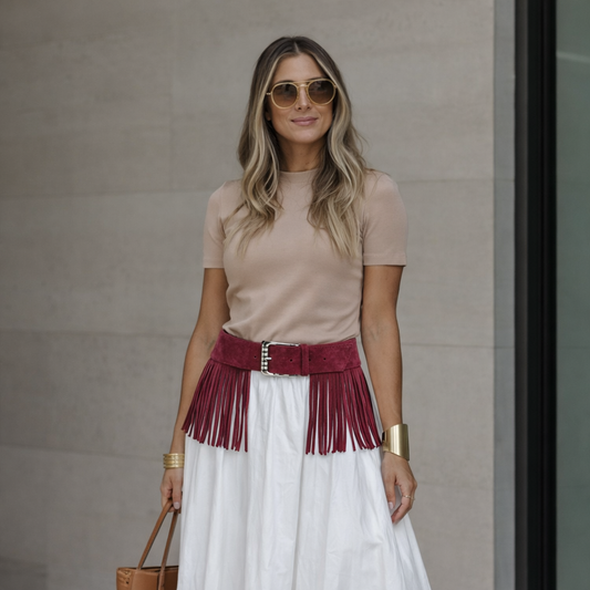 Scarlet Fringe Statement Belt | Scarpella