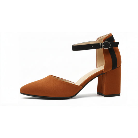 Liza Suede Mid Block Heel Shoes | Scarpella