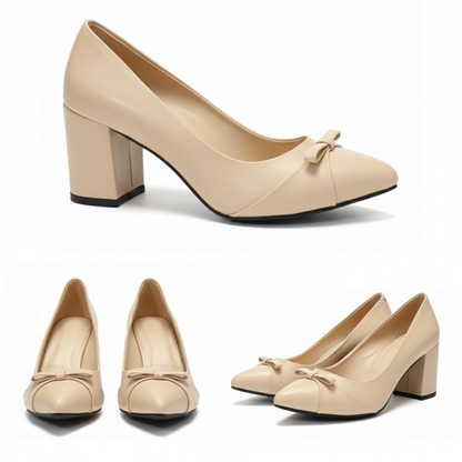 Veya Bow Block-Heel Shoes | Scarpella
