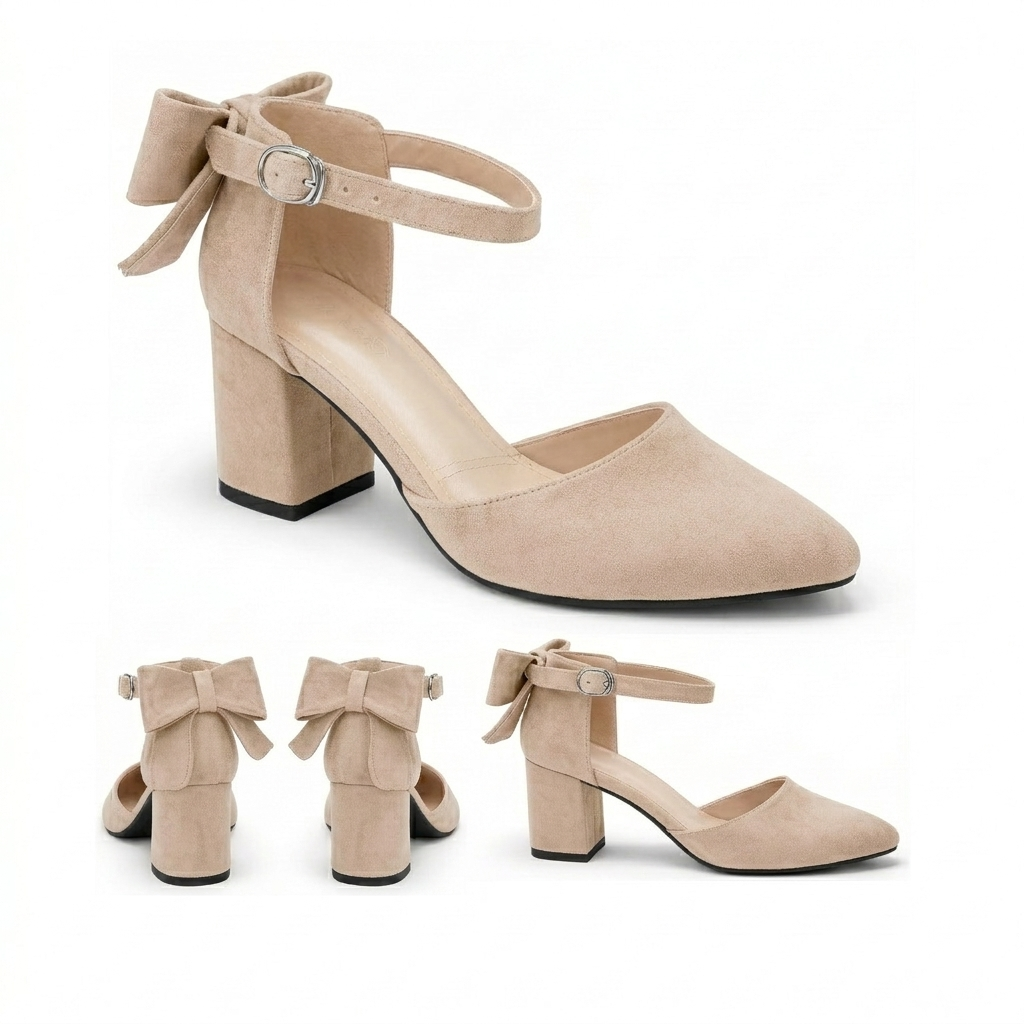 Ruby – Suede Bow Mid Heel
