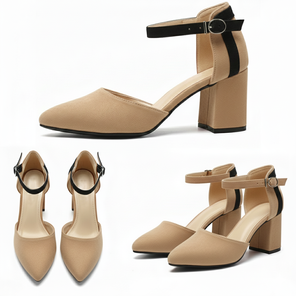 Liza Suede Mid Block Heel Shoes | Scarpella