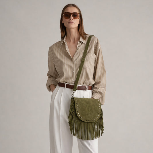 Ira – Suede Fringe Crossbody | SCARPELLA