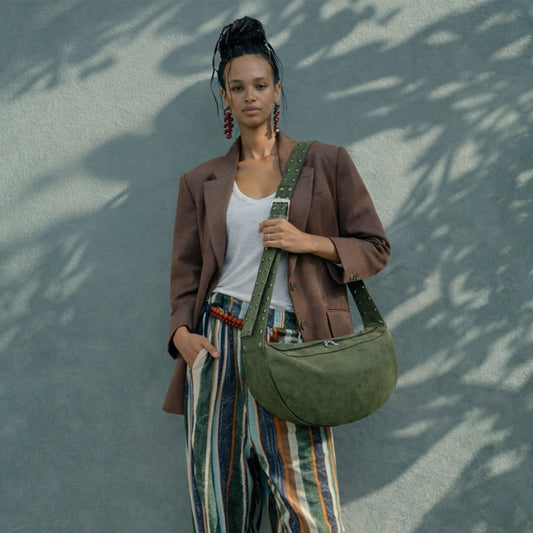 Velora Crescent Stud Bag | Scarpella