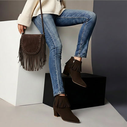 Willow – Suede Fringe Ankle Boot