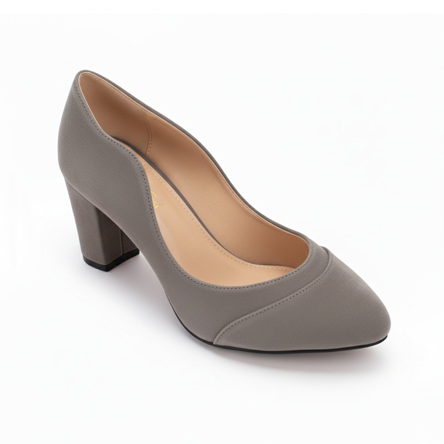 Grey Suede Wavy Heel
