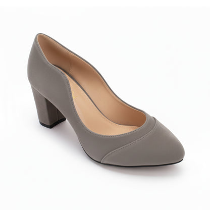Grey Suede Wavy Heel