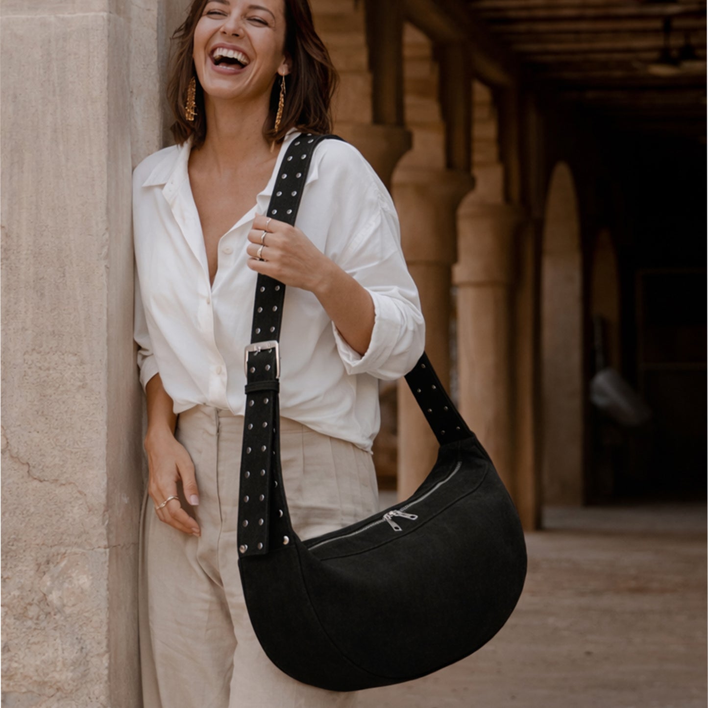 Velora Crescent Stud Bag