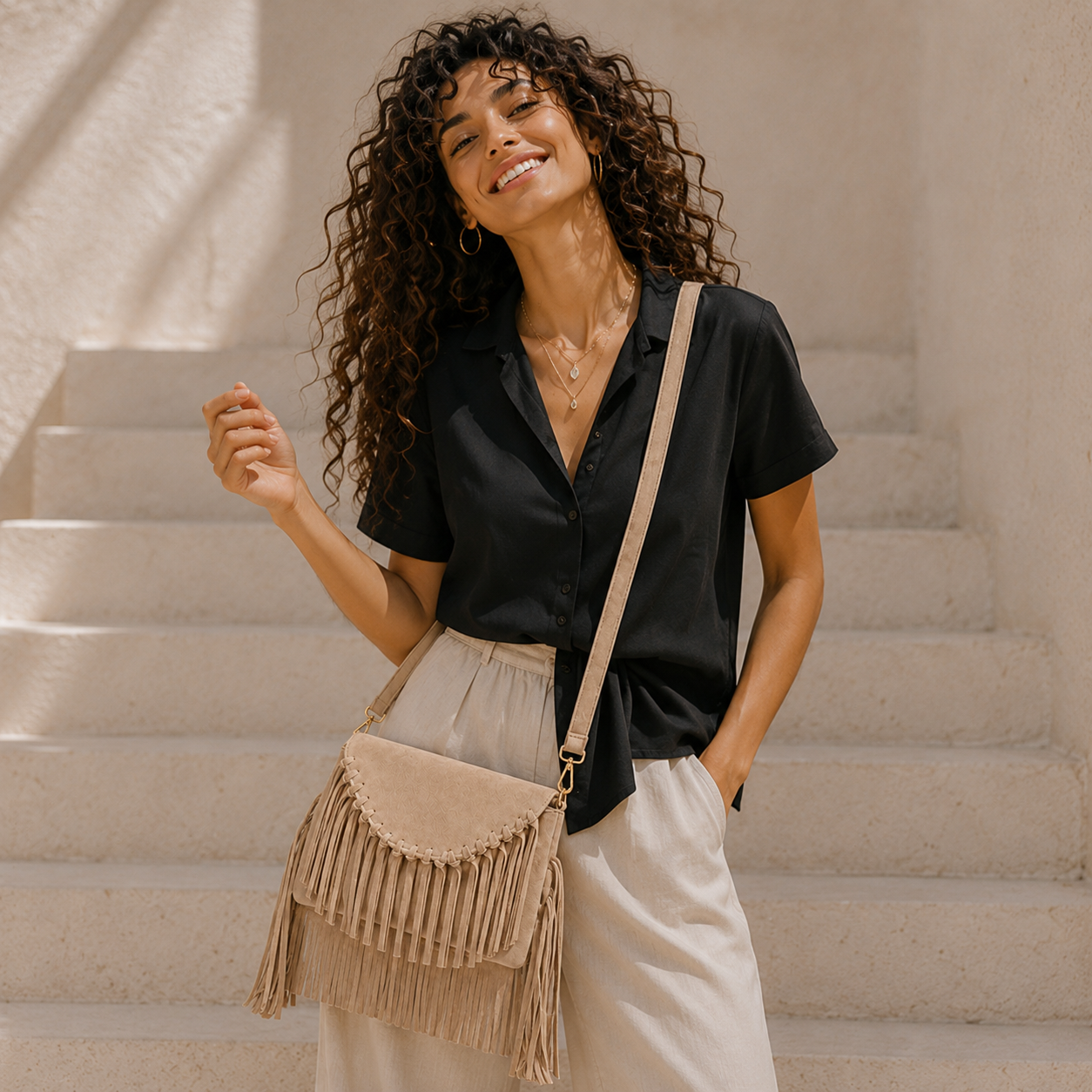 Solenza  – Suede Fringe  Bag
