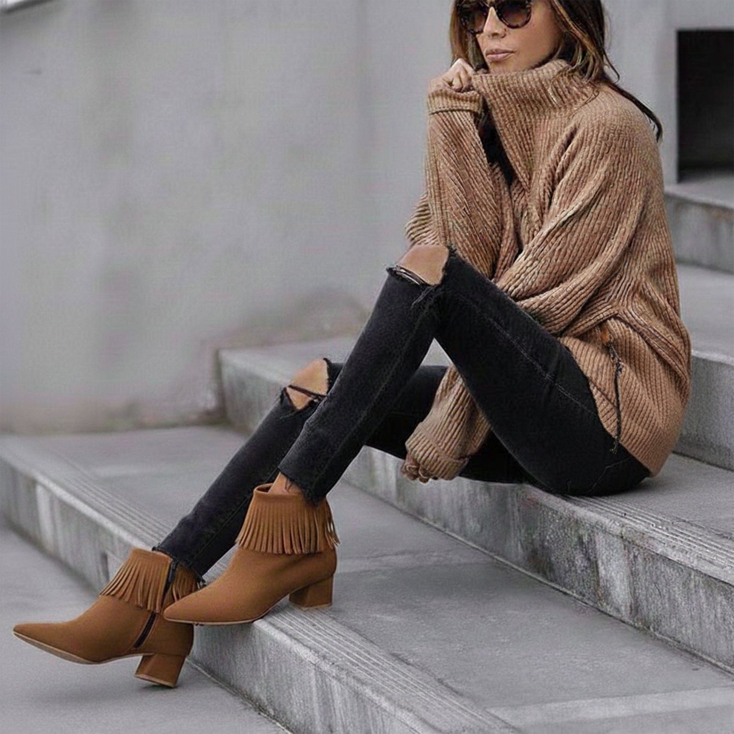 Willow – Suede Fringe Ankle Boot