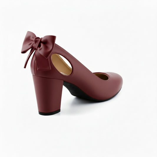 Burgundy  Bow Heel